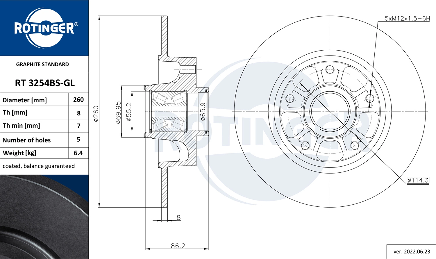 ROTINGER féktárcsa - RT 3254BS-GL - TothCarparts