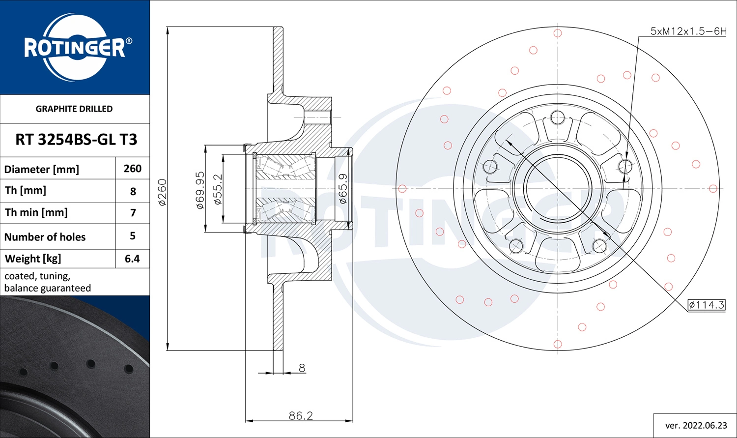ROTINGER féktárcsa - RT 3254BS-GL T3 - TothCarparts