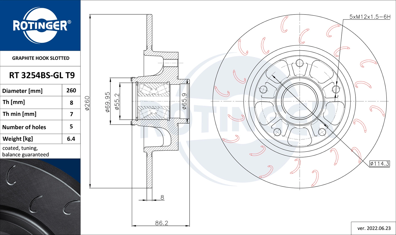 ROTINGER féktárcsa - RT 3254BS-GL T9 - TothCarparts