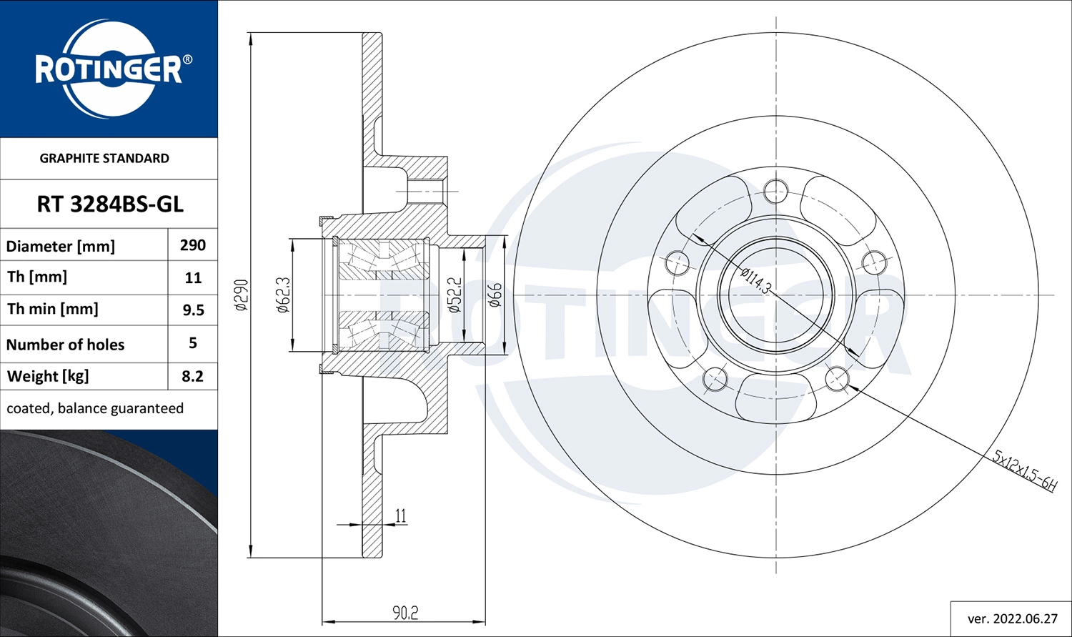 ROTINGER féktárcsa - RT 3284BS-GL - TothCarparts
