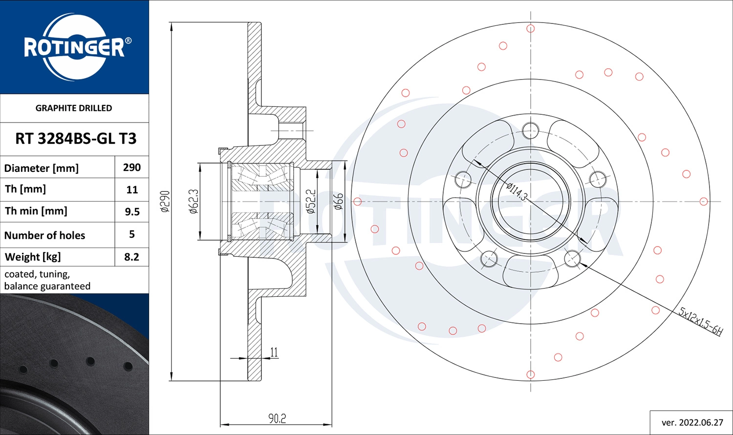 ROTINGER féktárcsa - RT 3284BS-GL T3 - TothCarparts