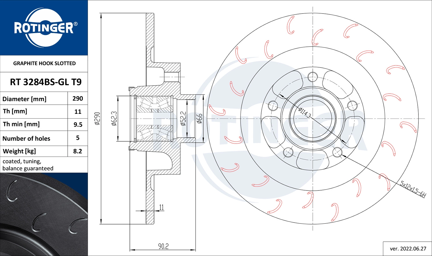 ROTINGER féktárcsa - RT 3284BS-GL T9 - TothCarparts