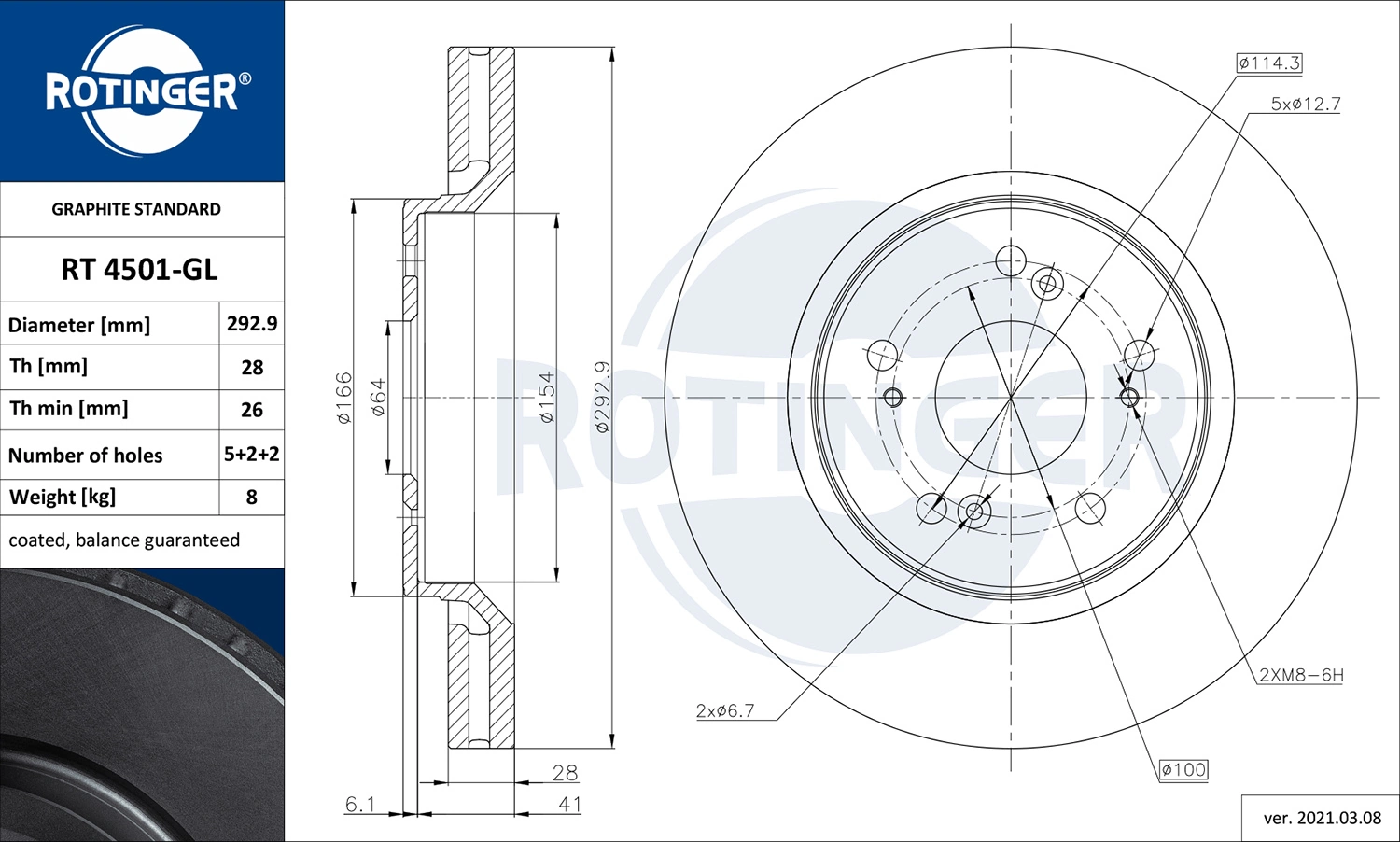 ROTINGER féktárcsa - RT 4501-GL - TothCarparts