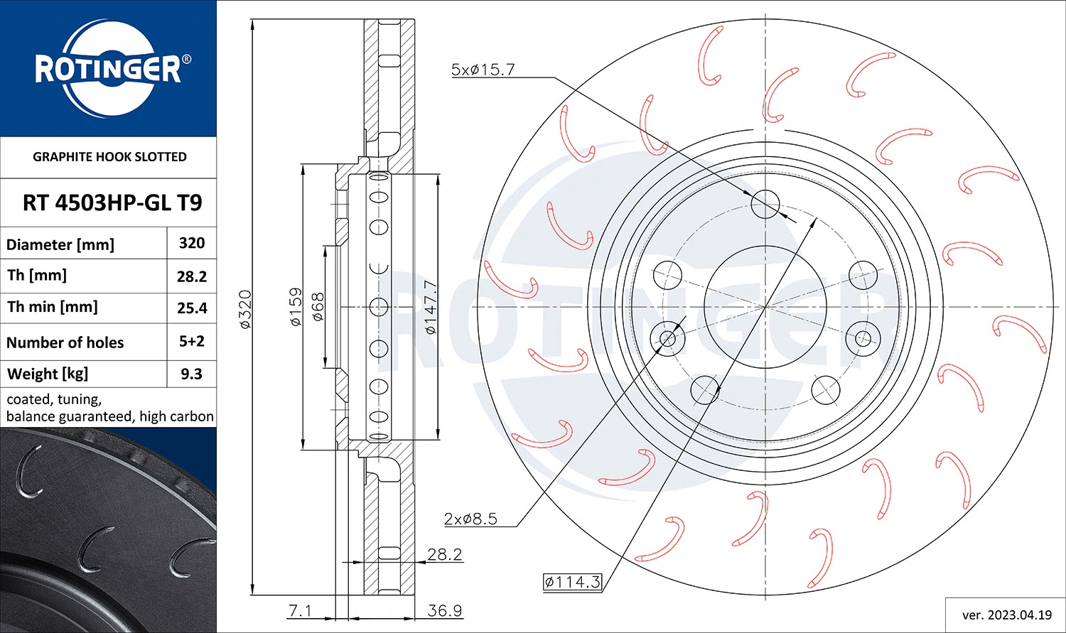 ROTINGER féktárcsa - RT 4503HP-GL T9 - TothCarparts