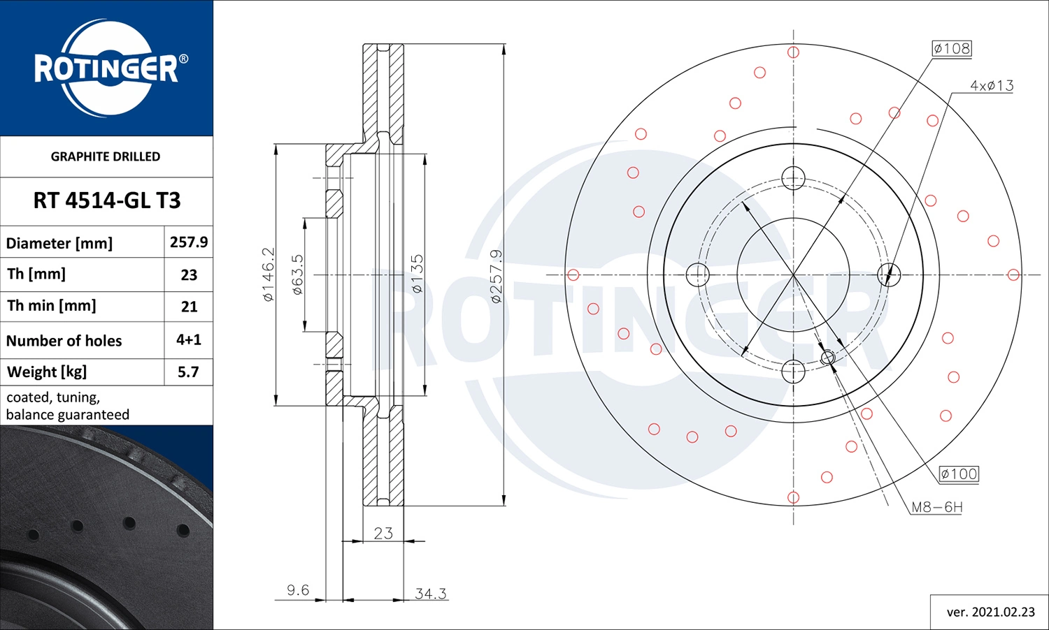 ROTINGER féktárcsa - RT 4514-GL T3 - TothCarparts