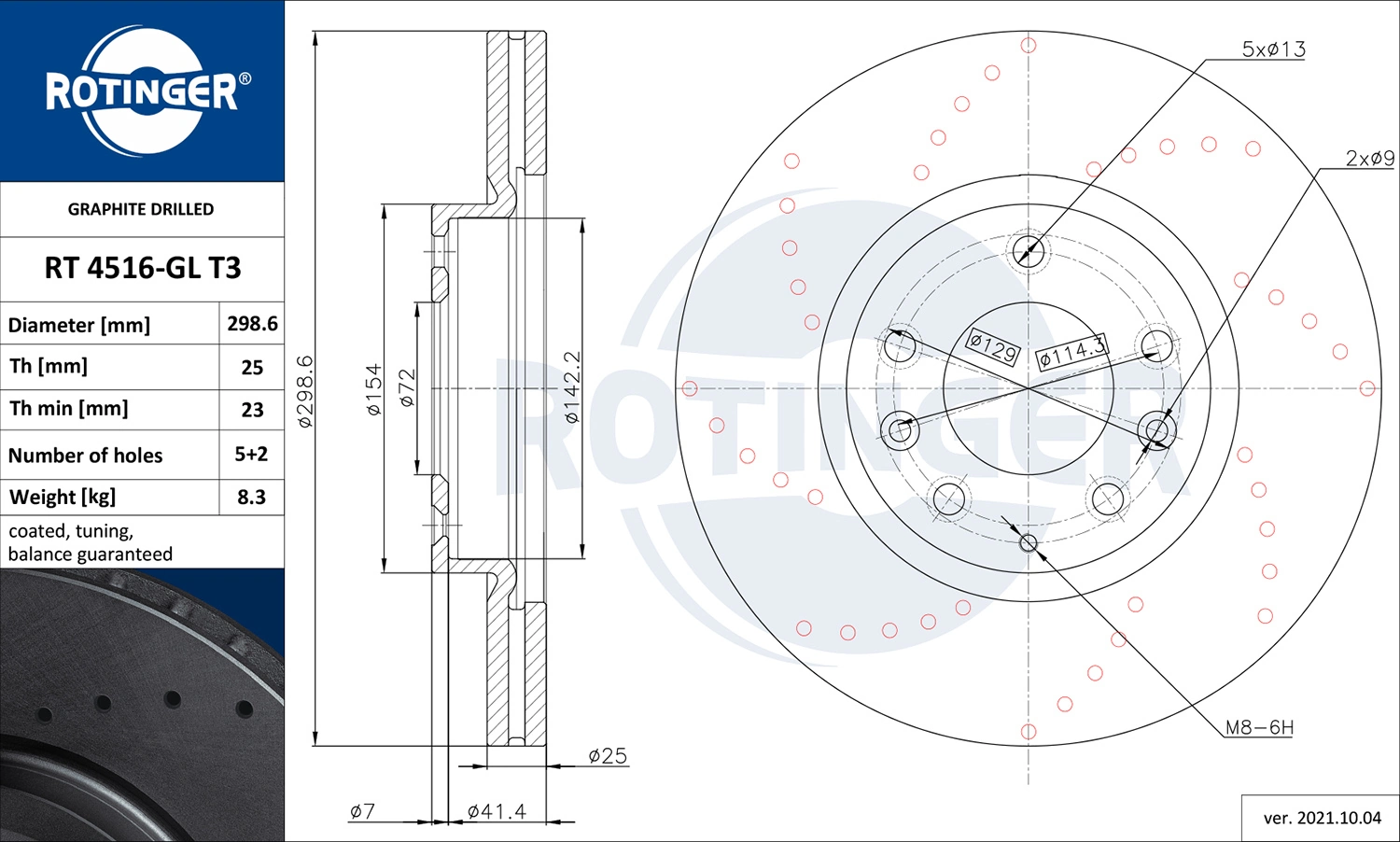 ROTINGER féktárcsa - RT 4516-GL T3 - TothCarparts