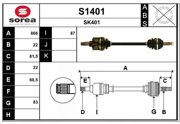 SNRA hajtótengely - S1401 - TothCarparts