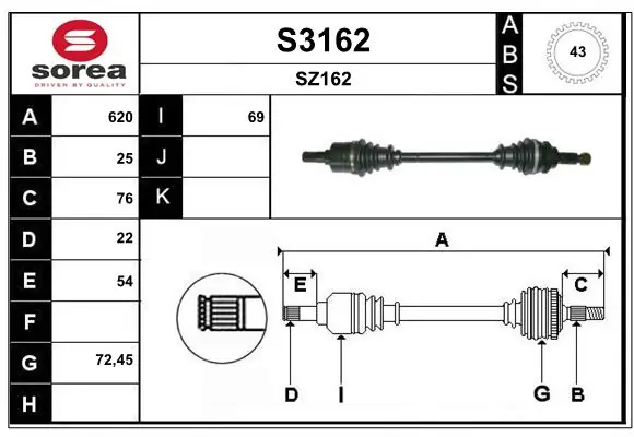 SNRA hajtótengely - S3162 - TothCarparts