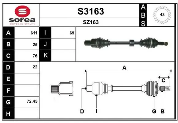 SNRA hajtótengely - S3163 - TothCarparts