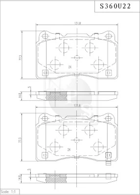 NPS fékbetétkészlet, tárcsafék - S360U22 - TothCarparts
