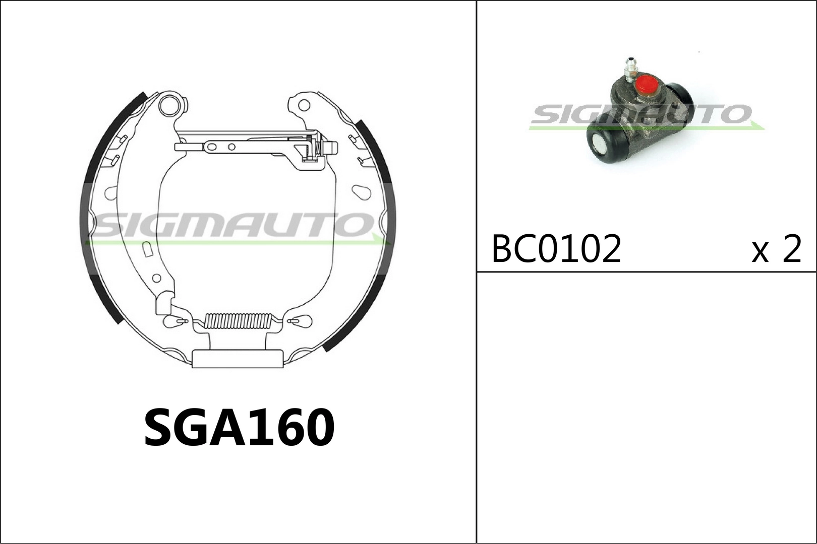SIGMAUTO fékpofakészlet - SGA160 - TothCarparts