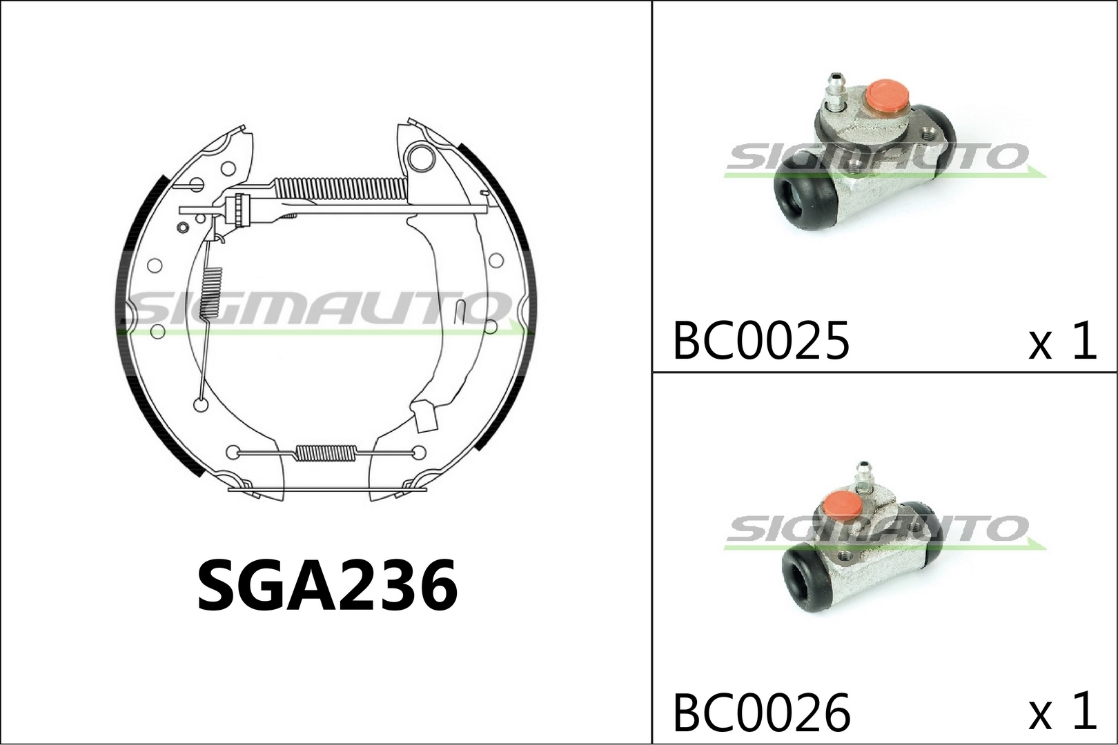 SIGMAUTO fékpofakészlet - SGA236 - TothCarparts
