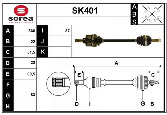 SERA hajtótengely - SK401 - TothCarparts