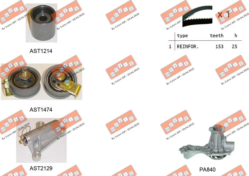 MOVIS Vízpumpa + fogasszíj készlet - ASTK0910CPA - TothCarparts