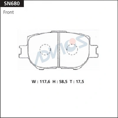 ADVICS fékbetétkészlet, tárcsafék - SN680 - TothCarparts