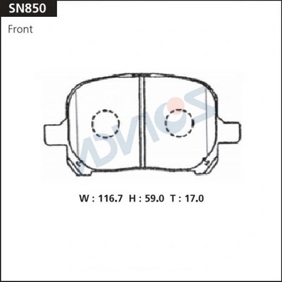 ADVICS fékbetétkészlet, tárcsafék - SN850 - TothCarparts