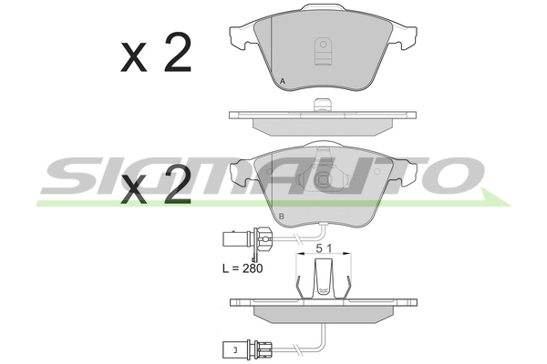SIGMAUTO fékbetétkészlet, tárcsafék - SPB081 - TothCarparts