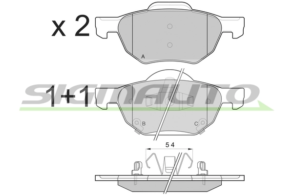 SIGMAUTO fékbetétkészlet, tárcsafék - SPB185 - TothCarparts