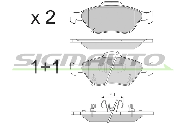 SIGMAUTO fékbetétkészlet, tárcsafék - SPB255 - TothCarparts
