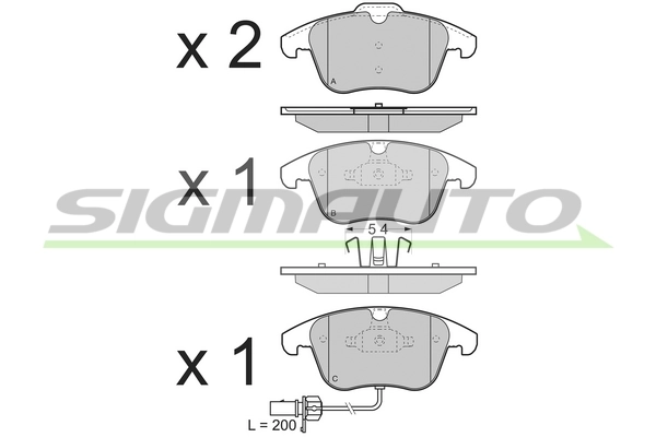 SIGMAUTO fékbetétkészlet, tárcsafék - SPB348 - TothCarparts