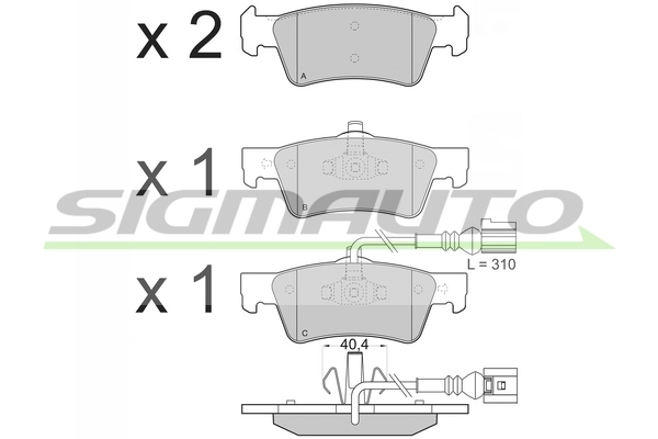 SIGMAUTO fékbetétkészlet, tárcsafék - SPB372 - TothCarparts