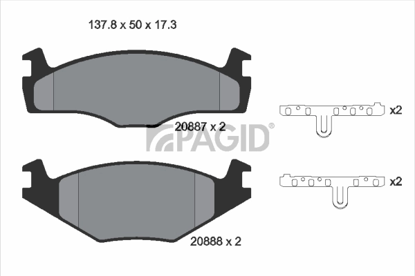 PAGID fékbetétkészlet, tárcsafék - T0388 - TothCarparts