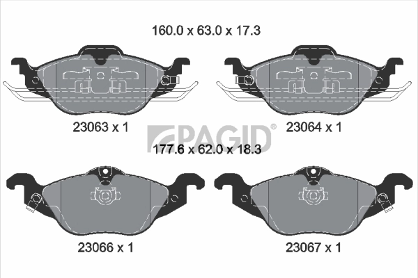PAGID fékbetétkészlet, tárcsafék - T1164 - TothCarparts