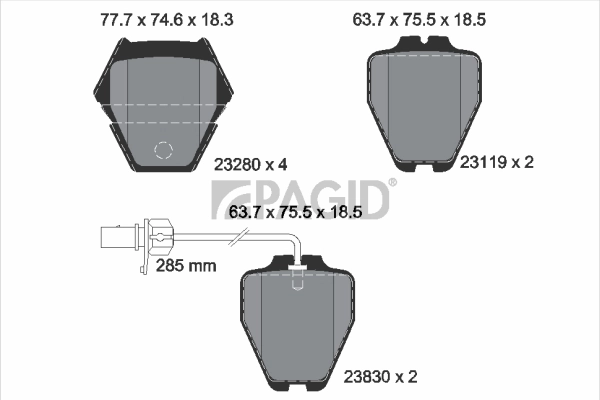 PAGID fékbetétkészlet, tárcsafék - T1205 - TothCarparts