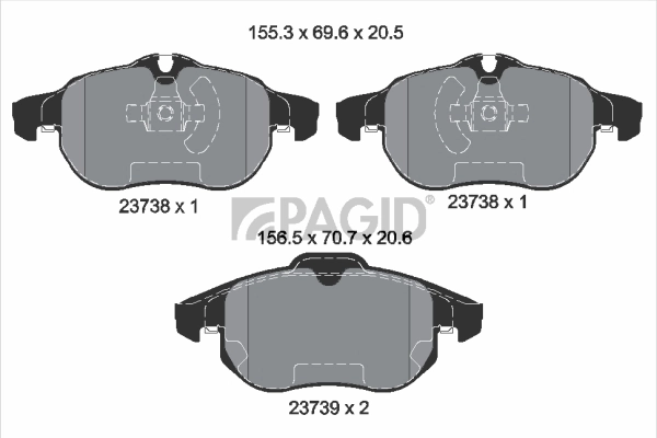 PAGID fékbetétkészlet, tárcsafék - T1234 - TothCarparts