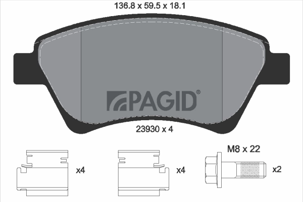 PAGID fékbetétkészlet, tárcsafék - T1373 - TothCarparts