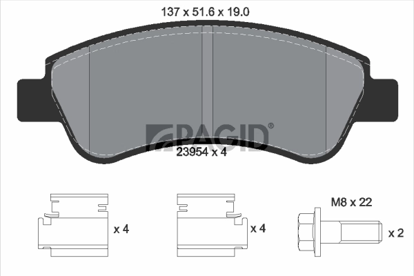 PAGID fékbetétkészlet, tárcsafék - T1422 - TothCarparts
