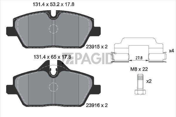 PAGID fékbetétkészlet, tárcsafék - T1444 - TothCarparts