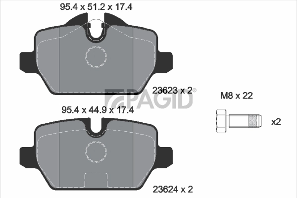 PAGID fékbetétkészlet, tárcsafék - T1445 - TothCarparts
