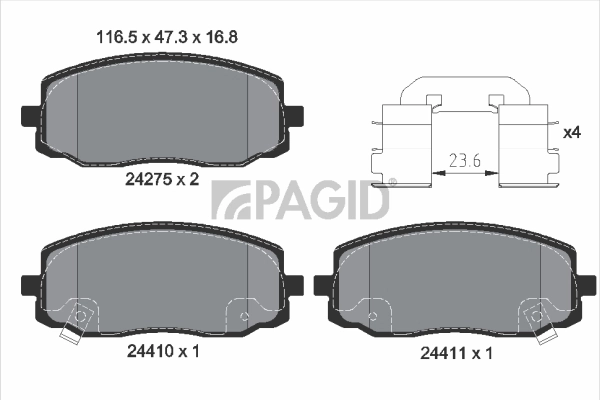 PAGID fékbetétkészlet, tárcsafék - T1552 - TothCarparts