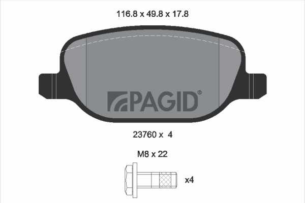 PAGID fékbetétkészlet, tárcsafék - T1568 - TothCarparts