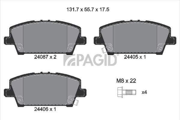 PAGID fékbetétkészlet, tárcsafék - T1586 - TothCarparts