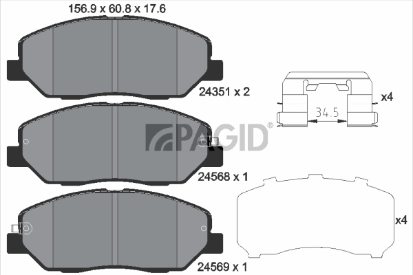 PAGID fékbetétkészlet, tárcsafék - T1602 - TothCarparts