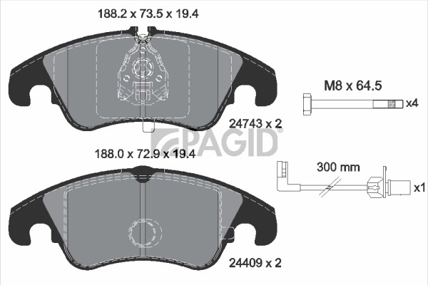 PAGID fékbetétkészlet, tárcsafék - T1748 - TothCarparts
