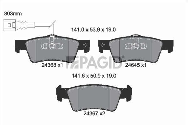 PAGID fékbetétkészlet, tárcsafék - T1758 - TothCarparts