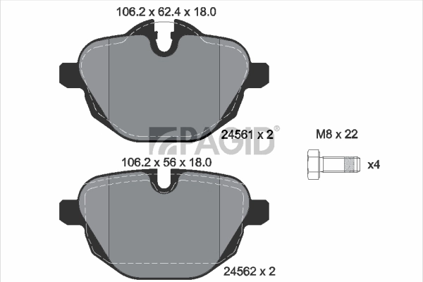 PAGID fékbetétkészlet, tárcsafék - T1769 - TothCarparts