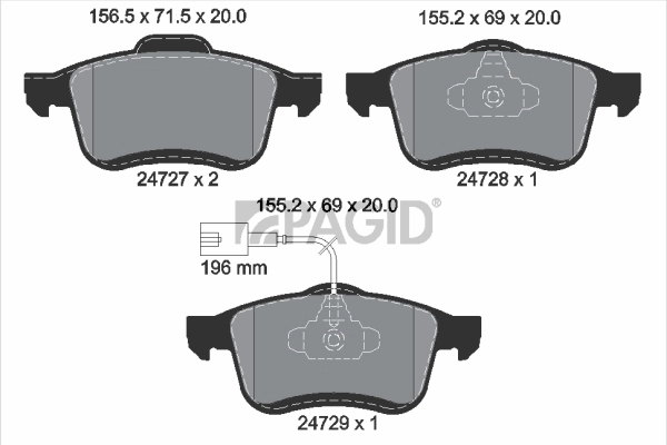 PAGID fékbetétkészlet, tárcsafék - T1808 - TothCarparts