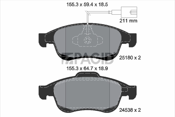 PAGID fékbetétkészlet, tárcsafék - T2009 - TothCarparts