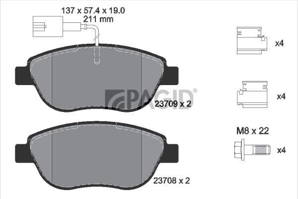 PAGID fékbetétkészlet, tárcsafék - T2054 - TothCarparts