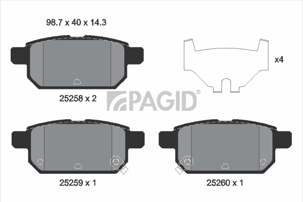 PAGID fékbetétkészlet, tárcsafék - T2067 - TothCarparts