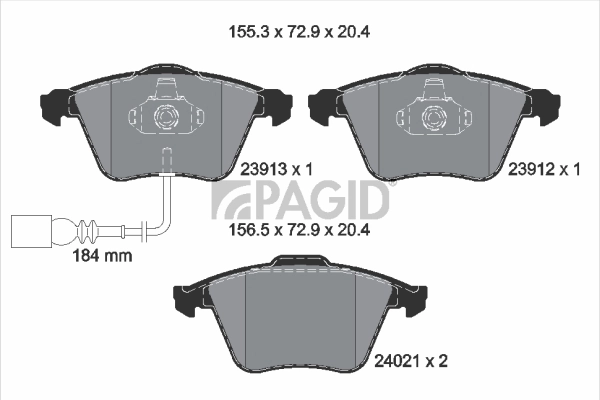 PAGID fékbetétkészlet, tárcsafék - T2084 - TothCarparts
