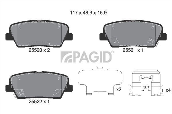 PAGID fékbetétkészlet, tárcsafék - T2175 - TothCarparts