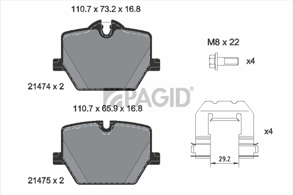 PAGID fékbetétkészlet, tárcsafék - T2347 - TothCarparts