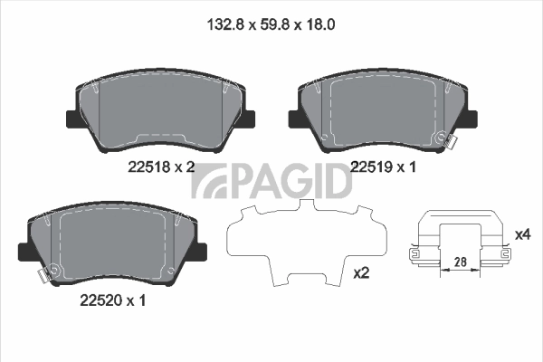 PAGID fékbetétkészlet, tárcsafék - T2667 - TothCarparts
