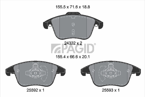 PAGID fékbetétkészlet, tárcsafék - T2801 - TothCarparts