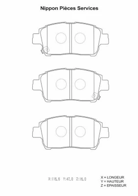 NPS fékbetétkészlet, tárcsafék - T360A116 - TothCarparts